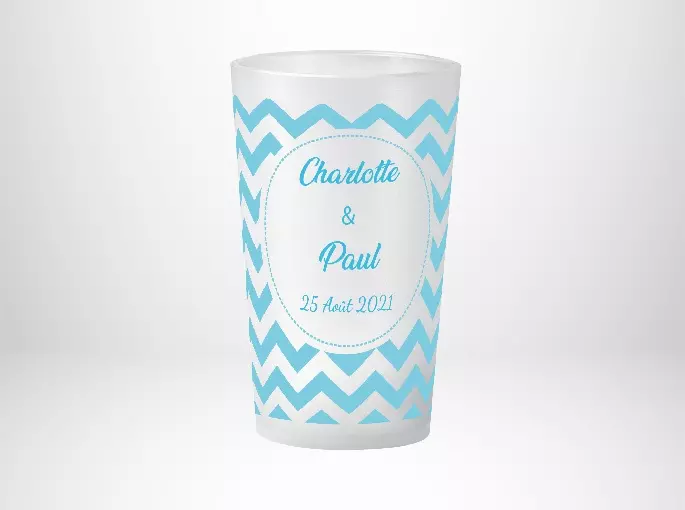 Mariage Motif Chevrons Bleu