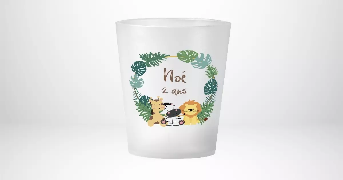 Verre anniversaire Jungle Photo personnalisé — Gobelet enfant made in France