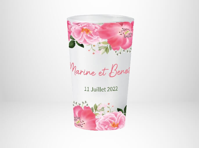 Mariage Fleurs Roses Aquarelle