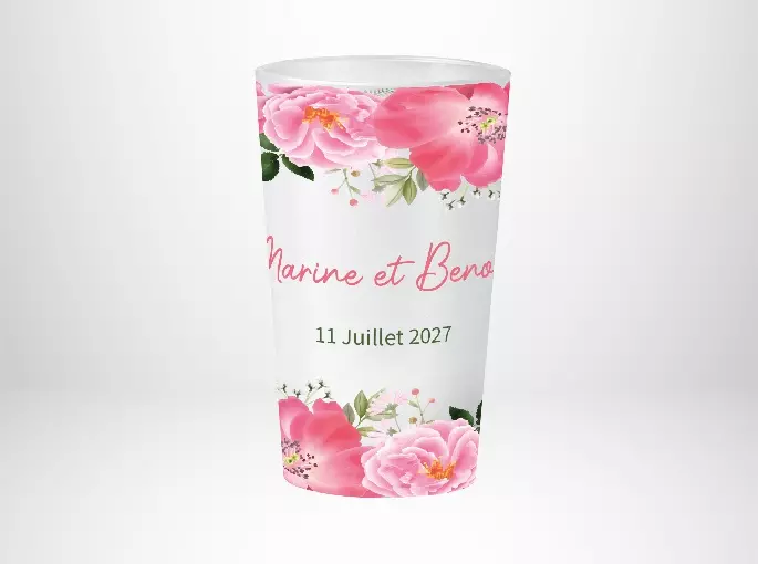Mariage Fleurs Roses Aquarelle