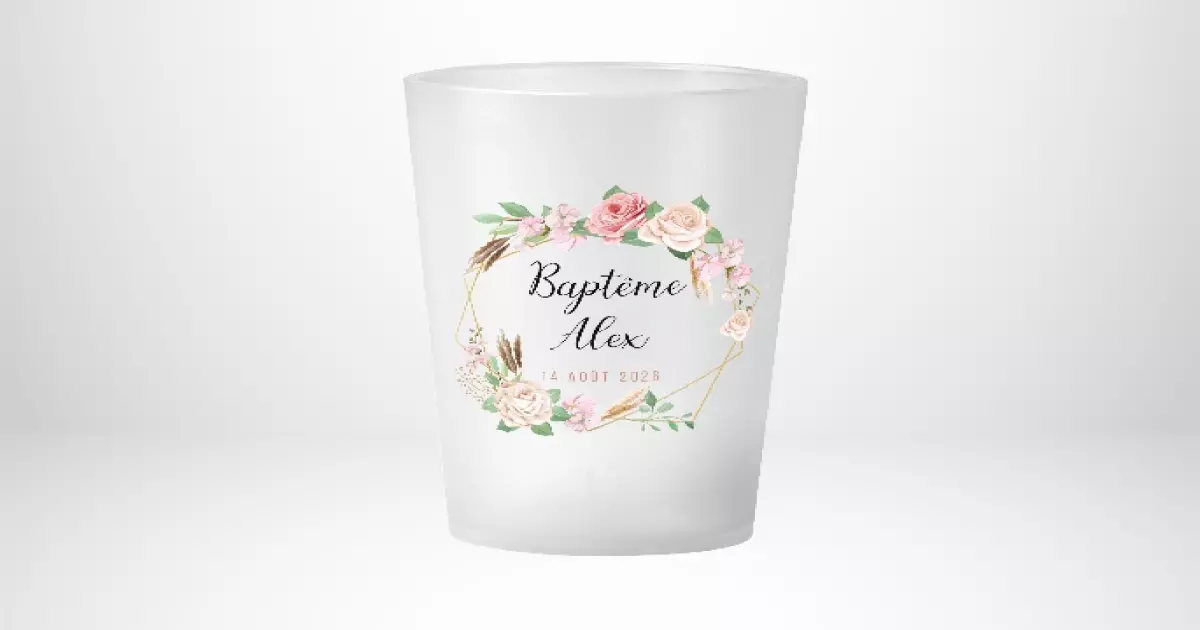 Gobelet Baptême Couronne de Roses Personnalisé Réutilisable et Ecocup
