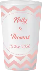 gobelet Mariage Motif Chevrons Rose