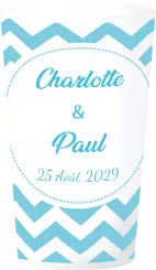 gobelet Mariage Motif Chevrons Bleu