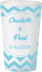 gobelet Mariage Motif Chevrons Bleu