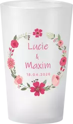 gobelet Mariage Couronne Roses & Feuilles