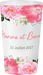 gobelet Mariage Fleurs Roses Aquarelle