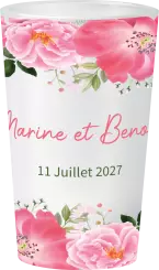 gobelet Mariage Fleurs Roses Aquarelle