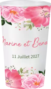 gobelet Mariage Fleurs Roses Aquarelle