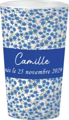 gobelet Naissance Fleurs Bleues
