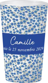 gobelet Naissance Fleurs Bleues