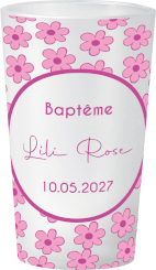gobelet Bapteme pattern rose