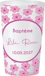 gobelet Bapteme pattern rose