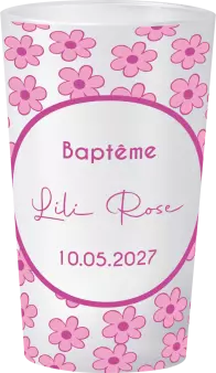 gobelet Bapteme pattern rose
