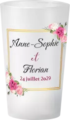 gobelet Mariage Cadre Or Roses