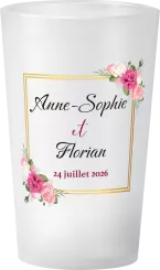 gobelet Mariage cadre or roses