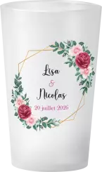 gobelet Mariage couronne fleurs or rose