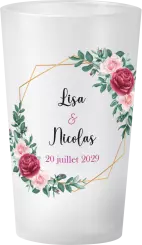 gobelet Mariage Couronne Fleurs Or Rose