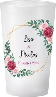 gobelet Mariage Couronne Fleurs Or Rose