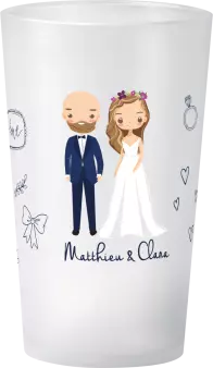 gobelet Mariage Personnages Bleu