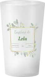 gobelet Baptême Couronne Eucalyptus Or