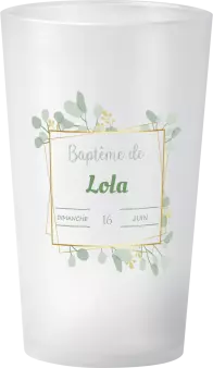 gobelet Baptême Couronne Eucalyptus Or
