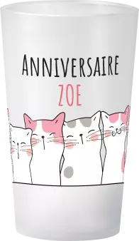 gobelet Anniversaire Chat Rose